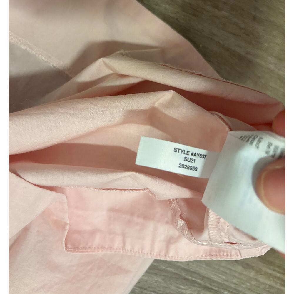 J.Crew Pink Cotton Midi Dress L Puff Sleeve Square Neck Button Front Cottagecore - Picture 15 of 16